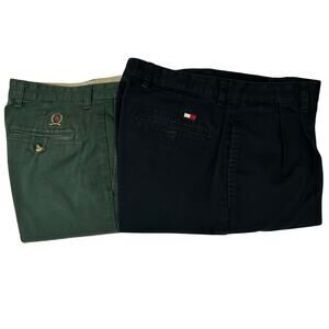 Men’s Bundle Tommy Hilfiger Trouser Black & Green Dress Pants Size 33 32
